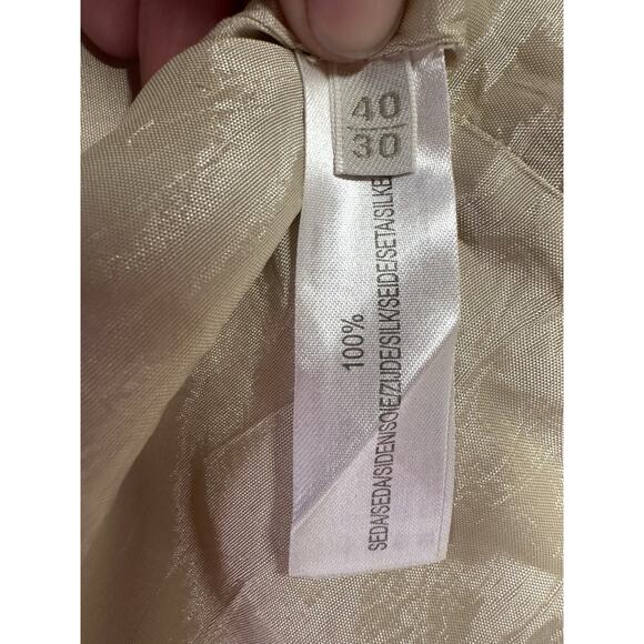 Massimo Dutti Women's Champagne 100 Silk Bubble Hem Midi Dress Evening Gown SZ M - Picture 12 of 12